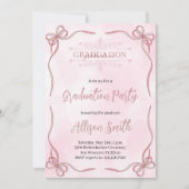Soft pink watercolor grade invitation with bow 招待状 (正面)