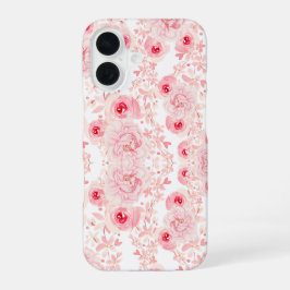 Soft Pink Watercolor Rose Seamless Pattern iPhone 16ケース
