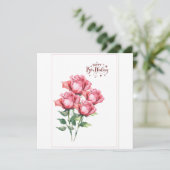 Soft Pink Watercolor Roses Flat Birthday Card カード (スタンド正面)