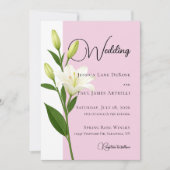 Soft Pink White Lilly Wedding Invitation 招待状 (正面)
