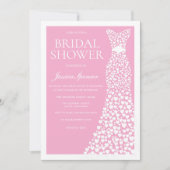 Soft Pink White Wedding Dress Border Bridal Shower 招待状 (正面)