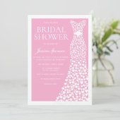 Soft Pink White Wedding Dress Border Bridal Shower 招待状 (スタンド正面)