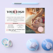 Soft Pink Your Logo Photos QR Spa Salon チラシ (シングル)