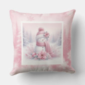 Soft Pinkmas Christmas Forest Snowman Pillow クッション (裏面)