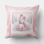 Soft Pinkmas Christmas Forest Snowman Pillow クッション (正面)