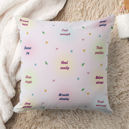 Soft Positive Affirmations Pattern  クッション (ブランケット)