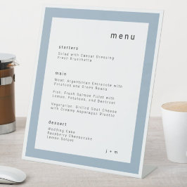 soft powder blue wedding menu Pedestal Sign 台座サイン