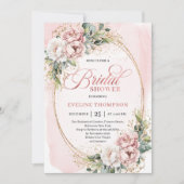 Soft Powder Pink Floral Bridal Shower Invitation 招待状 (正面)
