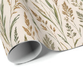 Soft Prairie Grass Botanical Watercolor Pattern ラッピングペーパー (ロールコーナー)