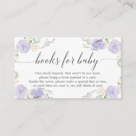 Soft Purple Book Request Baby Shower Invitation エンクロージャーカード