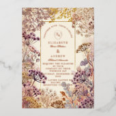 Soft Purple Botanical Romantic Wedding 箔招待状 (正面)