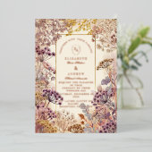 Soft Purple Botanical Romantic Wedding 箔招待状 (立ち正面)