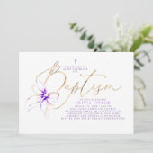 Soft Purple Bow Elegant Minimalist Modern Baptism 招待状 (スタンド正面)