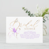 Soft Purple Bow Elegant Romantic Bridal Shower 招待状 (スタンド正面)