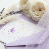 Soft Purple Bow She's Tying The Knot Bridal Shower 箔招待状