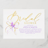 Soft Purple Bow She's Tying The Knot Bridal Shower 箔招待状 (正面)