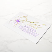 Soft Purple Bow She's Tying The Knot Bridal Shower 箔招待状 (回転した状態)