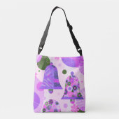 Soft Purple Floral Modern Tote Bag クロスボディバッグ (裏面)