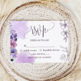 Soft Purple Floral RSVP Card