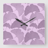 Soft Purple Ginkgo Botanical Dream 1 スクエア壁時計 (正面)