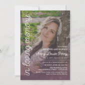 Soft Purple Memorial Large Photo White Text 招待状 (正面)