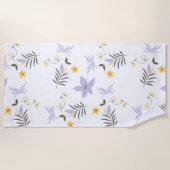 Soft Purple & Yellow Floral Beach Towel ビーチタオル (正面)