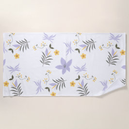Soft Purple & Yellow Floral Beach Towel ビーチタオル