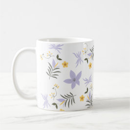 Soft Purple & Yellow Floral Mug コーヒーマグカップ