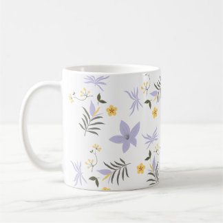 Soft Purple & Yellow Floral Mug コーヒーマグカップ