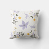 Soft Purple & Yellow Floral Throw Pillow クッション (裏面)