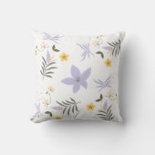 Soft Purple & Yellow Floral Throw Pillow クッション (正面)
