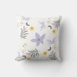 Soft Purple & Yellow Floral Throw Pillow クッション