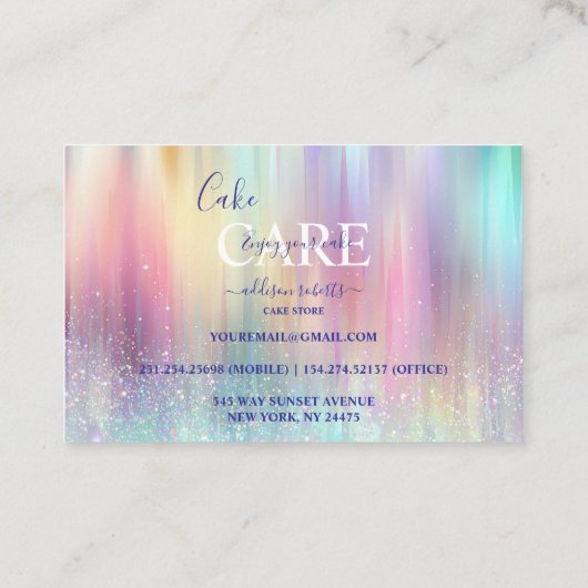 Soft Rainbow Aesthetic Cake Care  名刺 (裏面)