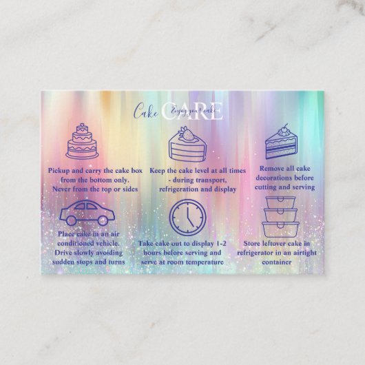 Soft Rainbow Aesthetic Cake Care  名刺 (正面)