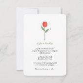 Soft Red Minimalist Tulip 招待状 (裏面)