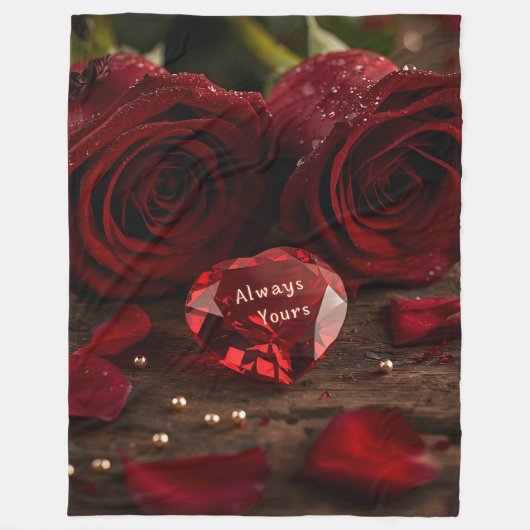 Soft Red Rose Cozy Romantic Valentine Plush  フリースブランケット (正面)