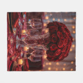 Soft Red Rose Cozy Valentine Romantic Warm Blanket フリースブランケット (正面(横))