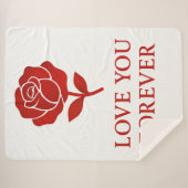 Soft Red Rose Forever Cozy Romantic Valentine day  シェルパブランケット (正面(横))