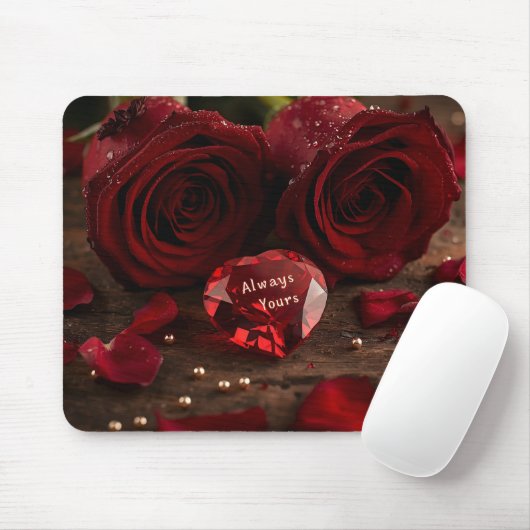 Soft Red Rose Romantic Valentine Office Mousepad マウスパッド (マウス)