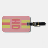 Soft red & yellow striped Shadow Monogram initials ラゲッジタグ (正面横)