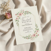Soft Rose Bridal Shower Geometric Gold Wreath 招待状