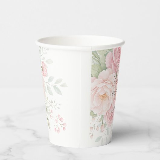 soft roses floral paper cups template 紙コップ (右)