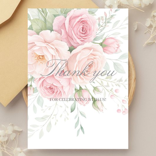 soft roses floral thank you card サンキューカード