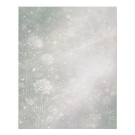 Soft sage and frosted white florals AI art  ポスター