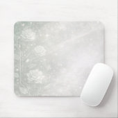 Soft sage and frosted white florals is a feminine  マウスパッド (マウス)