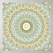 Soft Sage and Gold Geometric Mandala Pattern ポスター (正面)