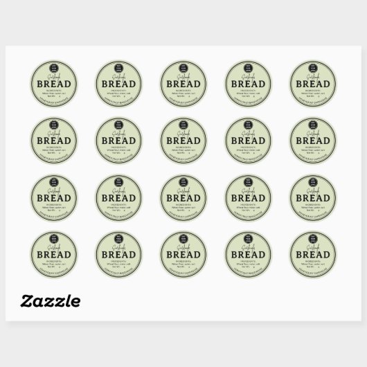 Soft Sage Bakery Sourdough Bread Label Sticker ラウンドシール (シート)