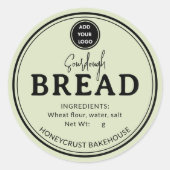 Soft Sage Bakery Sourdough Bread Label Sticker ラウンドシール (正面)
