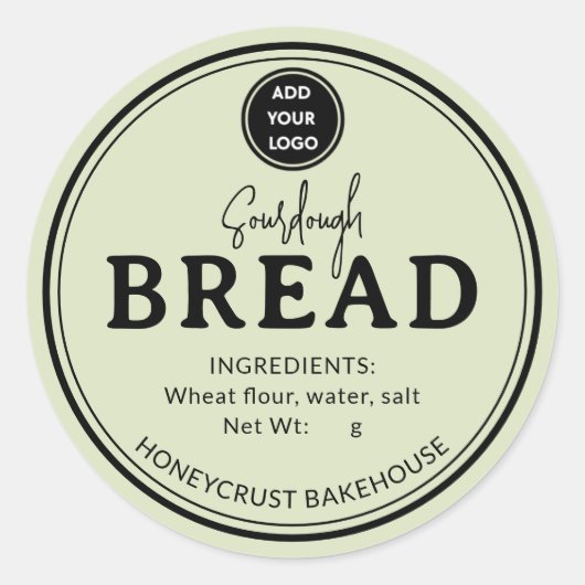 Soft Sage Bakery Sourdough Bread Label Sticker ラウンドシール (正面)
