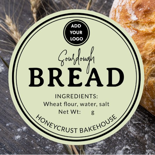 Soft Sage Bakery Sourdough Bread Label Sticker ラウンドシール